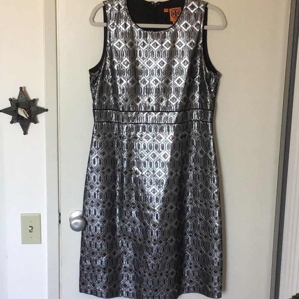 TORY BURCH Silver Jacquard Dress